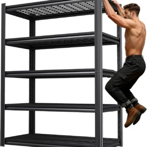 71''H Storage Shelves, Garage Shelving,Adjustable Heavy Duty Shelving Unit,5T Tall Garage Shelves，Metal Standing Shelf Units,Utility Rack For Kitchen Warehouse Industrial Basement 71*35*16